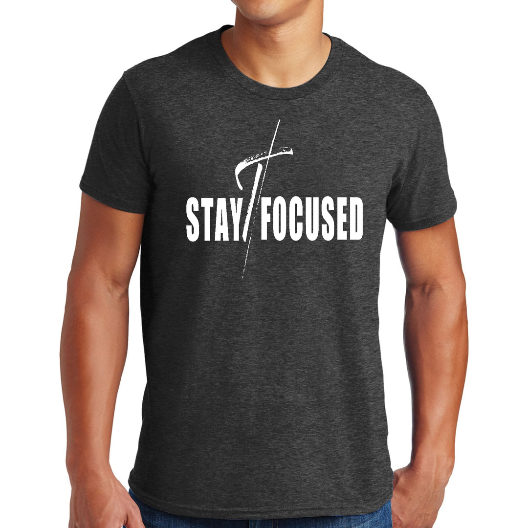 Mens Graphic T-shirt Stay Focused White Print - Mens | T-Shirts