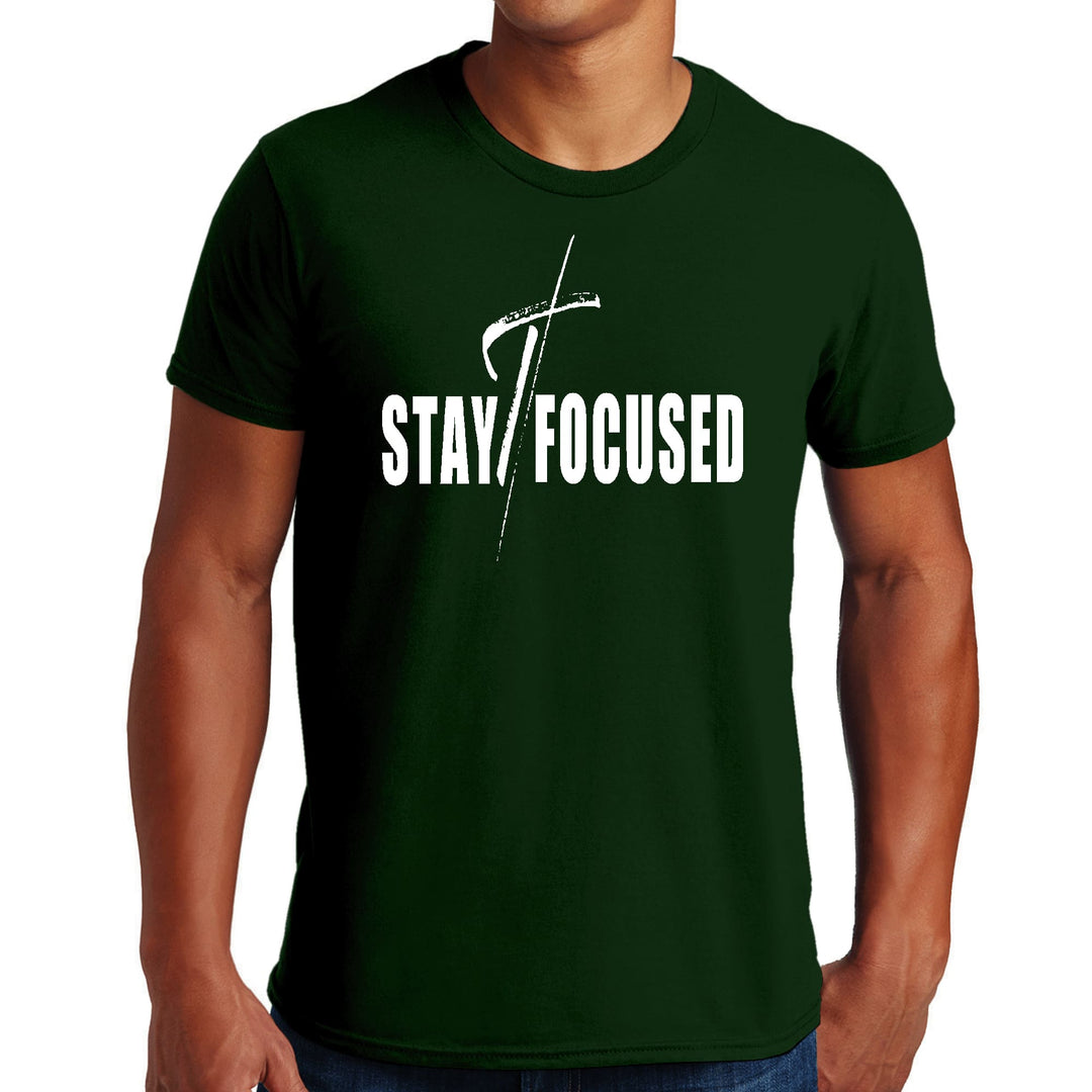 Mens Graphic T-shirt Stay Focused White Print - Mens | T-Shirts