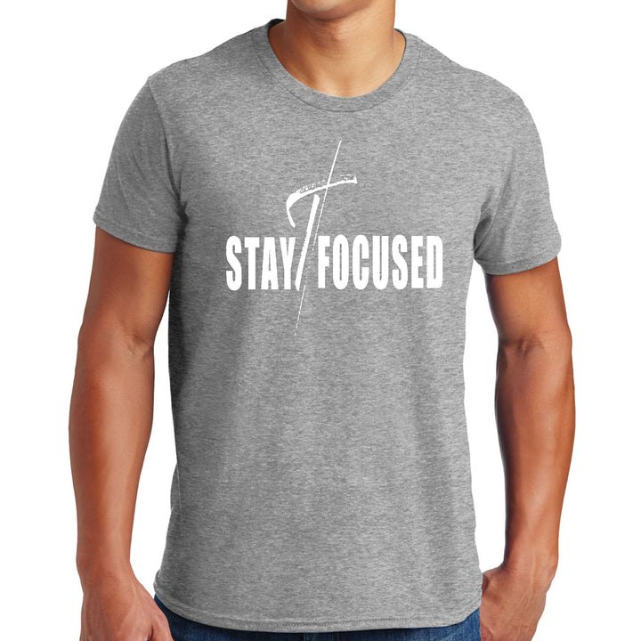 Mens Graphic T-shirt Stay Focused White Print - Mens | T-Shirts