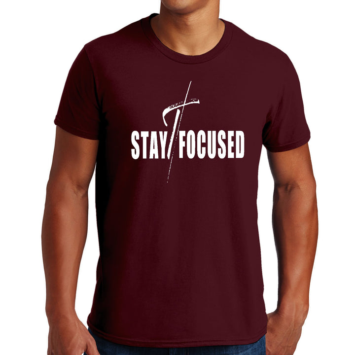 Mens Graphic T-shirt Stay Focused White Print - Mens | T-Shirts