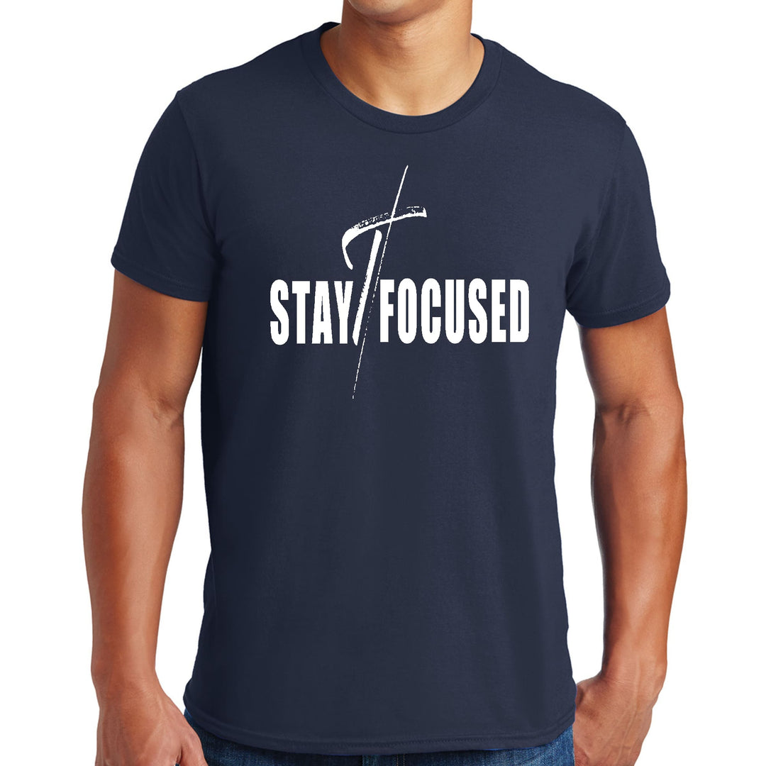 Mens Graphic T-shirt Stay Focused White Print - Mens | T-Shirts