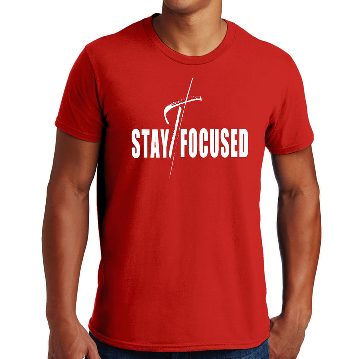 Mens Graphic T-shirt Stay Focused White Print - Mens | T-Shirts