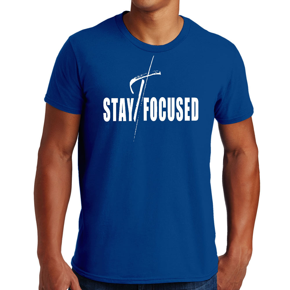 Mens Graphic T-shirt Stay Focused White Print - Mens | T-Shirts