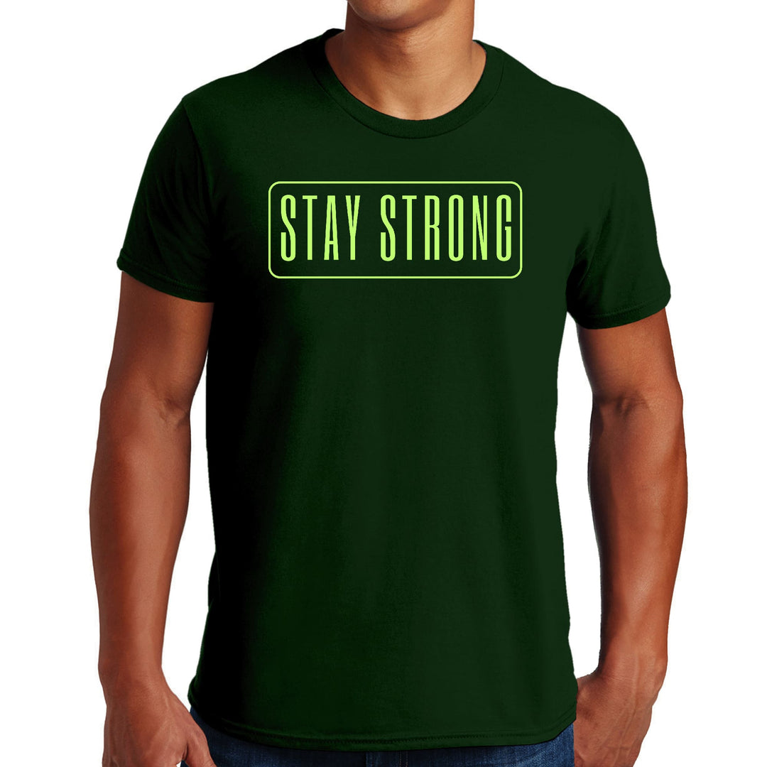 Mens Graphic T-shirt Stay Strong Neon Print - Mens | T-Shirts