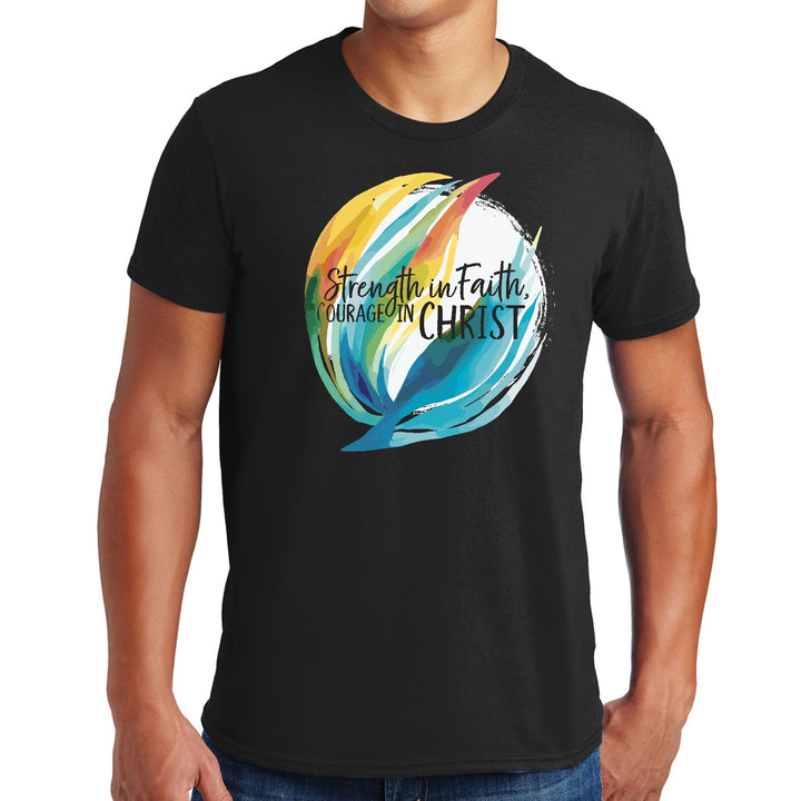 Mens Graphic T-shirt Strength in Faith Courage in Christ - Mens | T-Shirts