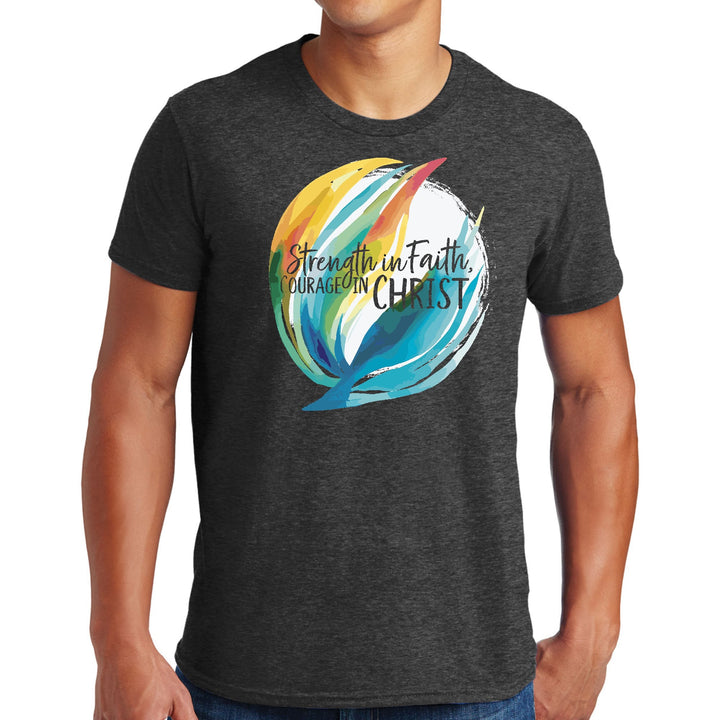 Mens Graphic T-shirt Strength in Faith Courage in Christ - Mens | T-Shirts