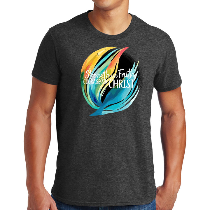 Mens Graphic T-shirt Strength in Faith Courage in Christ - Mens | T-Shirts