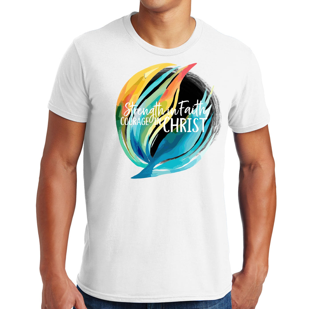 Mens Graphic T-shirt Strength in Faith Courage in Christ - Mens | T-Shirts