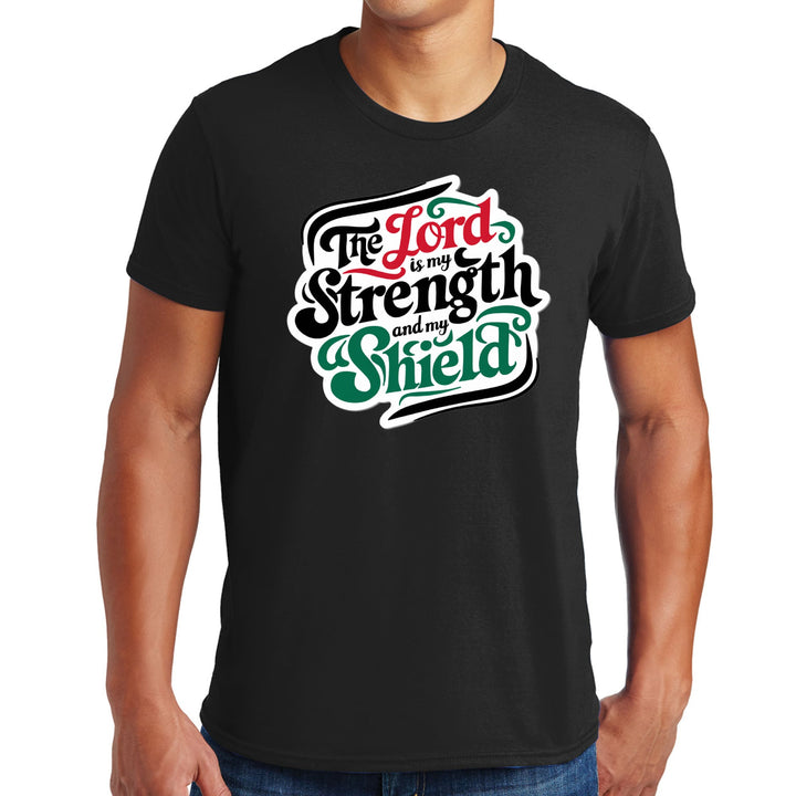 Mens Graphic T-shirt the Lord is my Strength and my Shield - Mens | T-Shirts