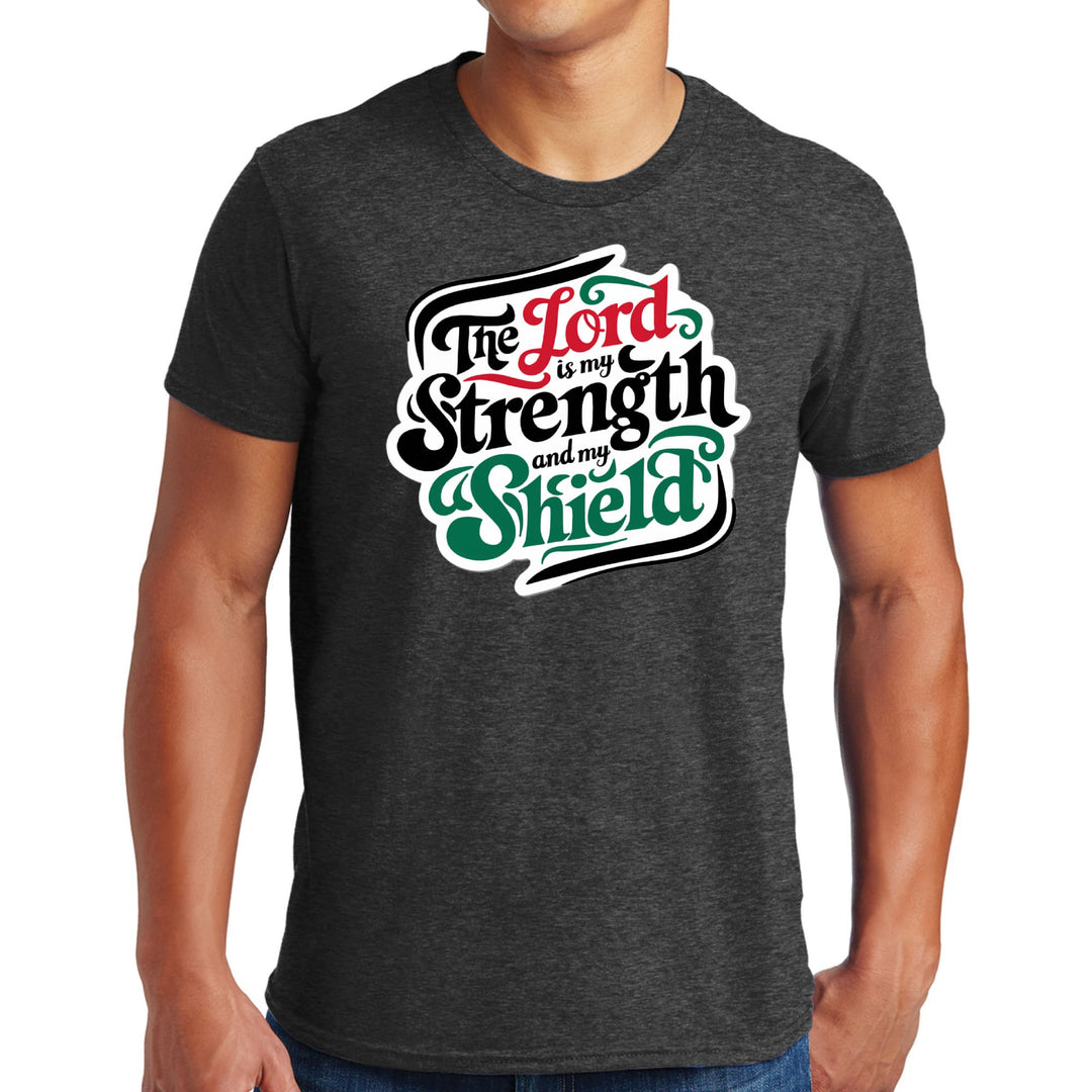 Mens Graphic T-shirt the Lord is my Strength and my Shield - Mens | T-Shirts