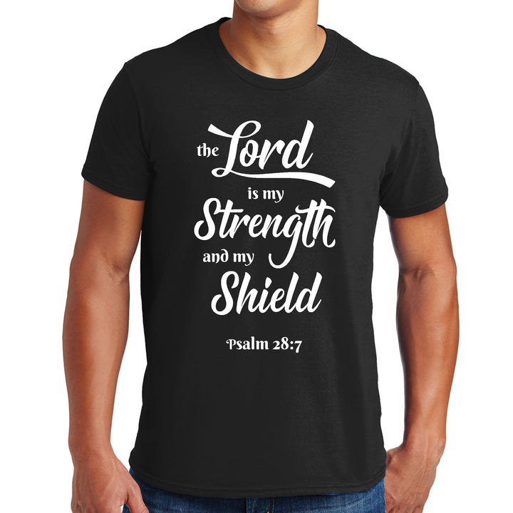 Mens Graphic T-shirt The Lord Is My Strength And My Shield White Print - Mens