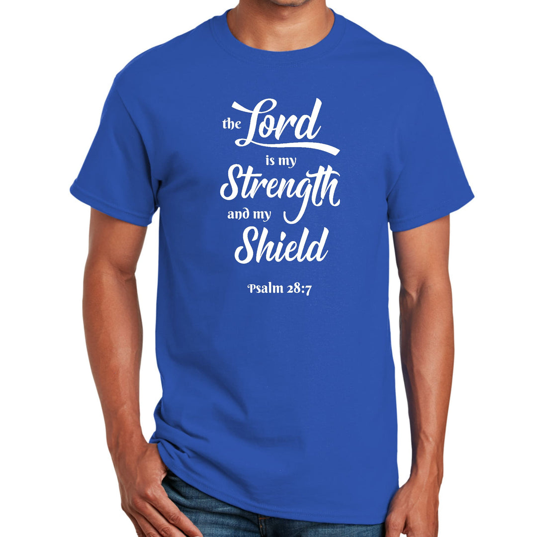 Mens Graphic T-shirt The Lord Is My Strength And My Shield White Print - Mens