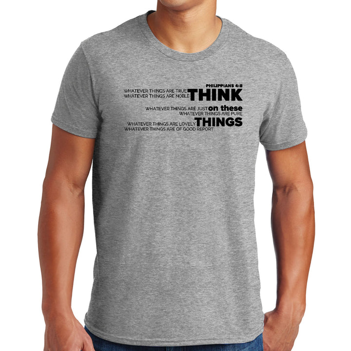 Mens Graphic T-shirt Think on these Things Black Illustration - Mens | T-Shirts