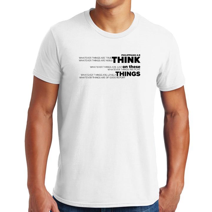 Mens Graphic T-shirt Think On These Things Black Illustration - Mens | T-Shirts