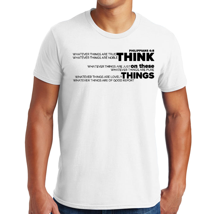 Mens Graphic T-shirt Think on these Things Black Illustration - Mens | T-Shirts