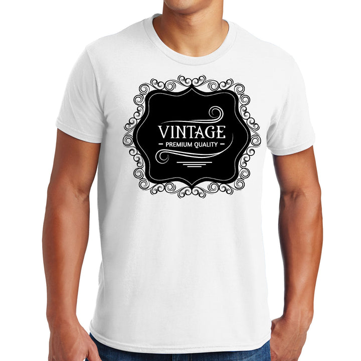 Mens Graphic T-shirt Vintage Premium Quality Black White Illustration