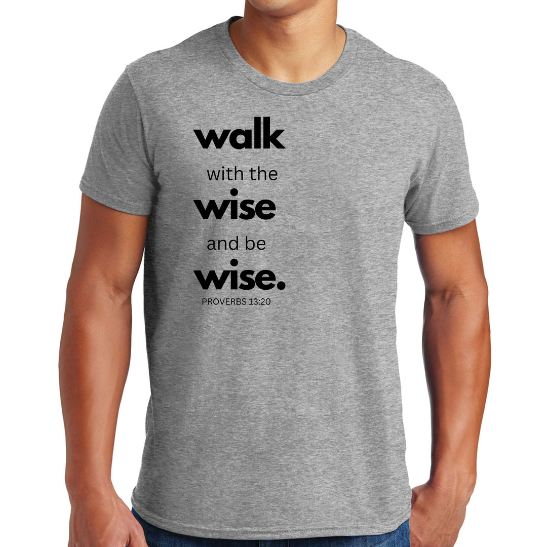 Mens Graphic T-shirt Walk with the Wise and be Wise Black Illustration - Mens