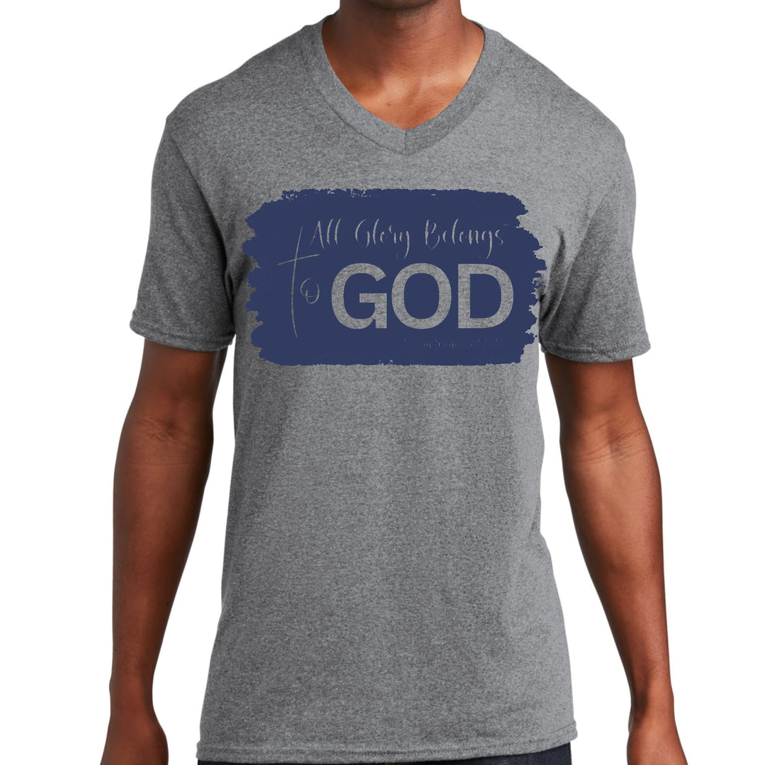 Mens Graphic V-neck T-shirt All Glory Belongs to God Christian - Unisex