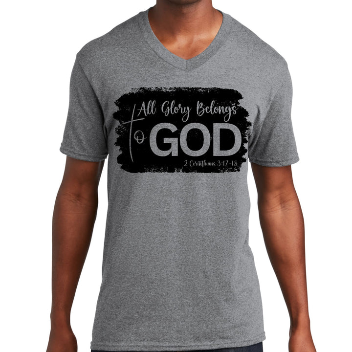 Mens Graphic V-neck T-shirt All Glory Belongs to God Print - Mens | T-Shirts