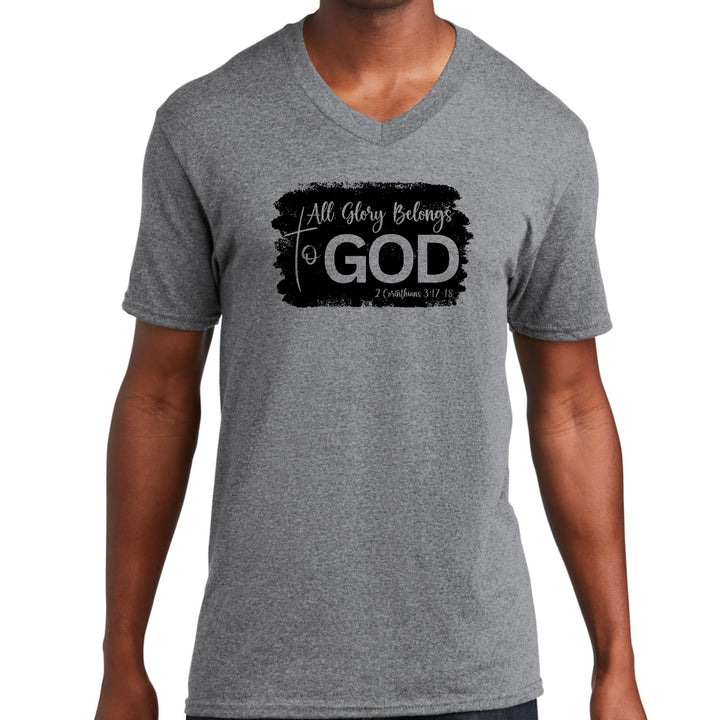 Mens Graphic V-neck T-shirt All Glory Belongs To God Print - Unisex | T-Shirts