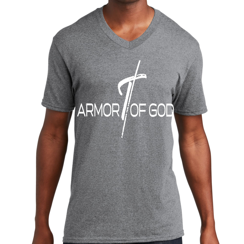 Mens Graphic V-neck T-shirt Armor of God Cross - Unisex | T-Shirts | V-Neck