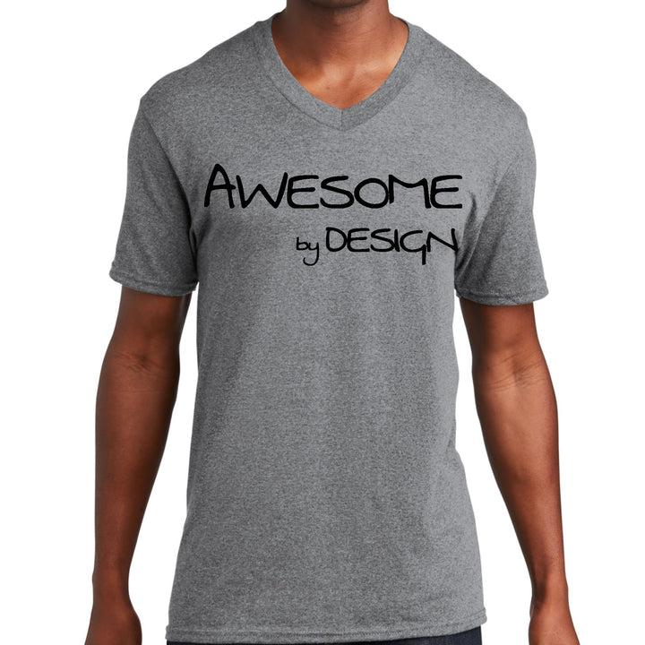 Mens Graphic V-neck T-shirt Awesome by Design Black Print - Mens | T-Shirts