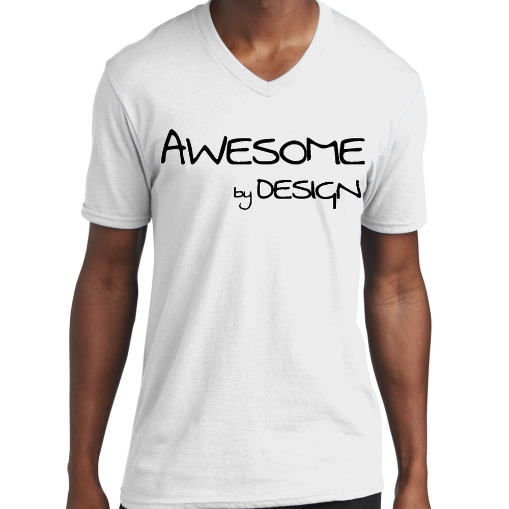 Mens Graphic V-neck T-shirt Awesome by Design Black Print - Mens | T-Shirts