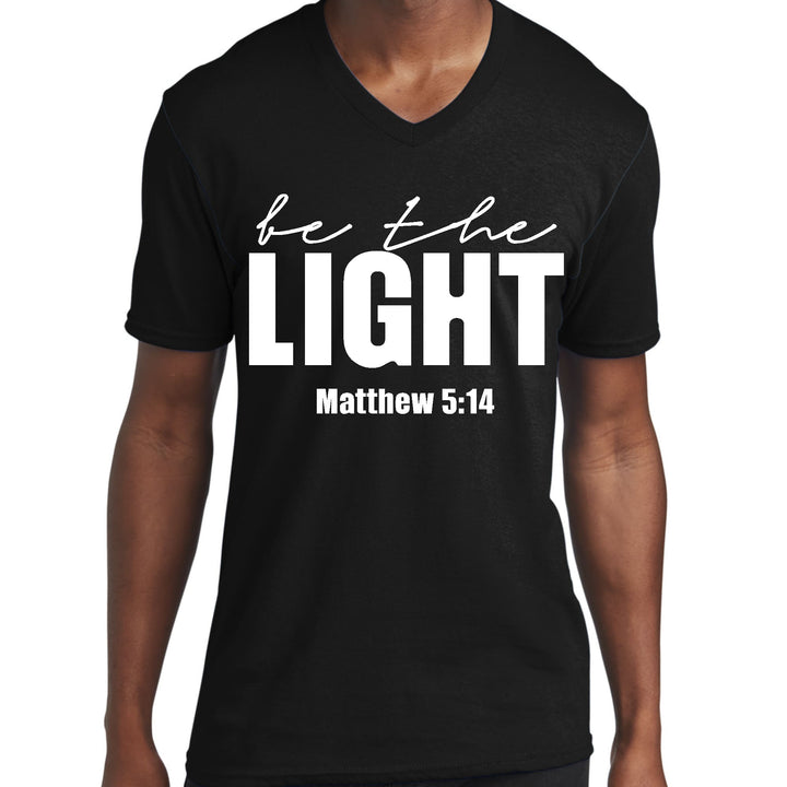 Mens Graphic V-neck T-shirt be the Light Inspirational Art - Mens | T-Shirts