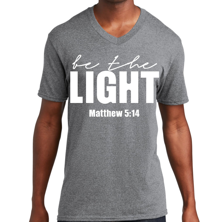 Mens Graphic V-neck T-shirt be the Light Inspirational Art - Mens | T-Shirts