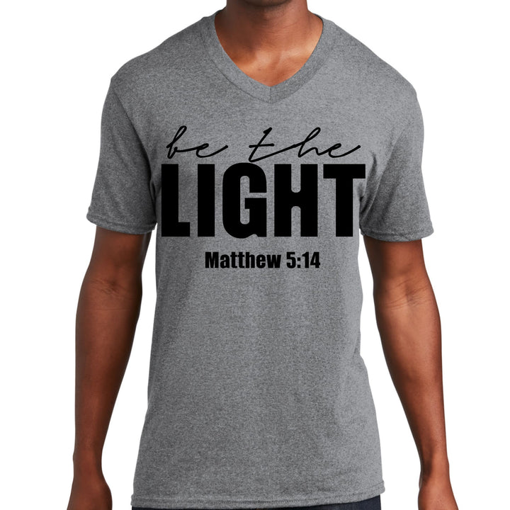 Mens Graphic V-neck T-shirt be the Light Inspirational Art - Unisex | T-Shirts