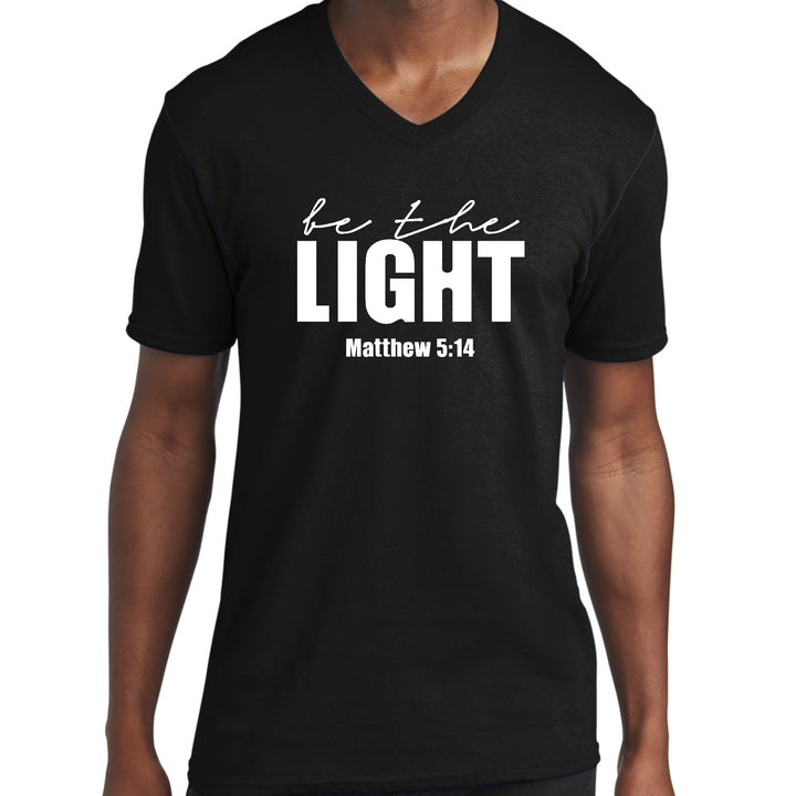 Mens Graphic V-neck T-shirt Be The Light Inspirational Art - Unisex | T-Shirts