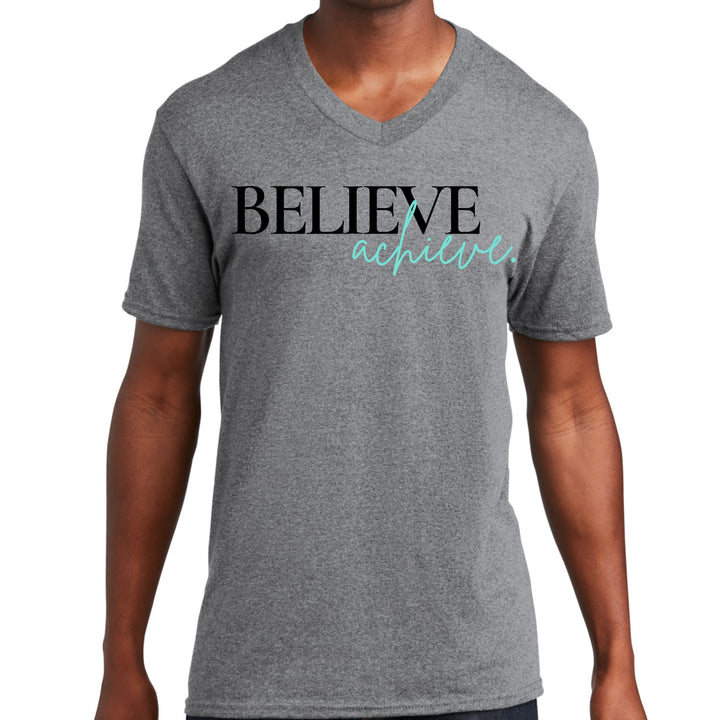 Mens Graphic V-neck T-shirt Believe and Achieve - Unisex | T-Shirts | V-Neck