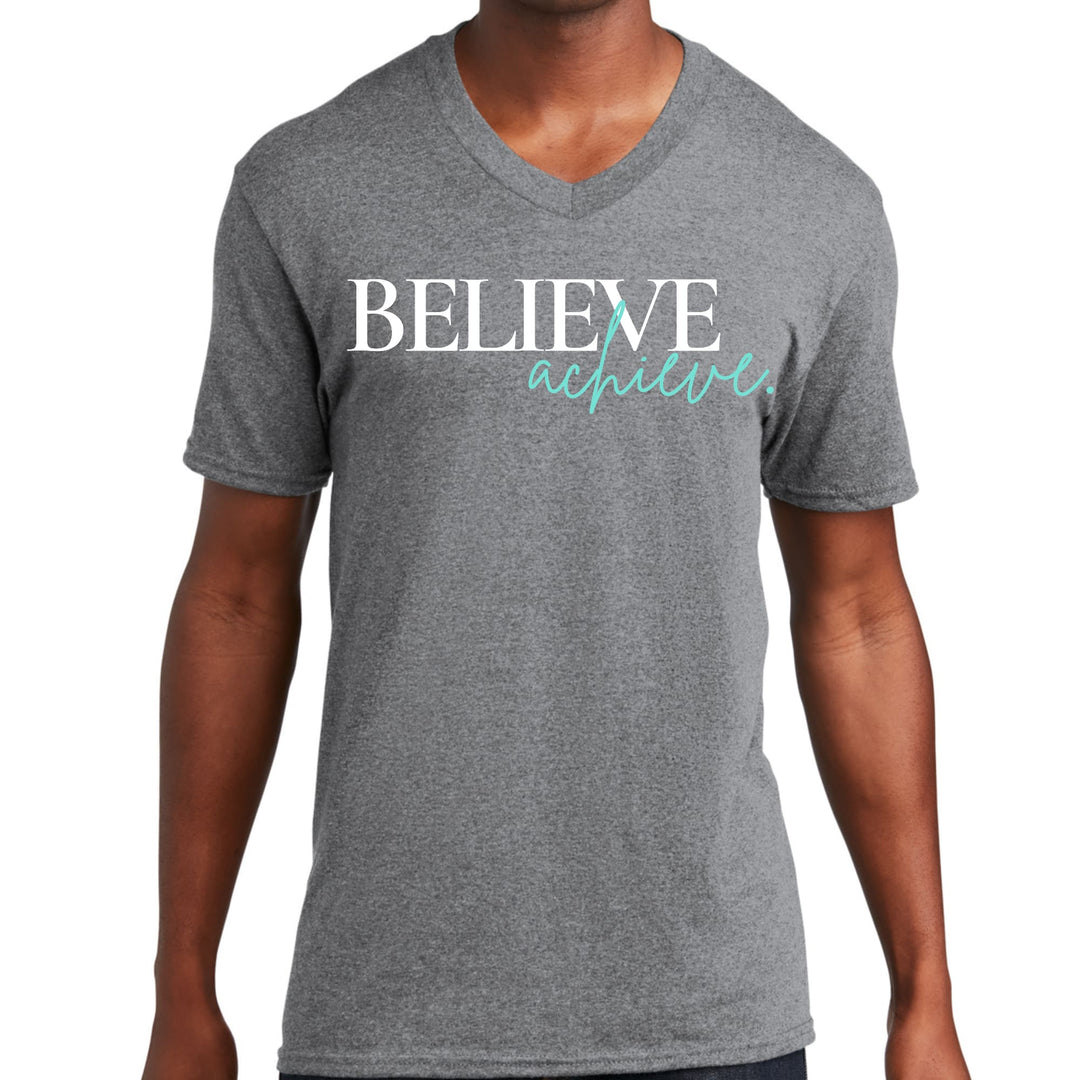 Mens Graphic V-neck T-shirt Believe and Achieve - Unisex | T-Shirts | V-Neck