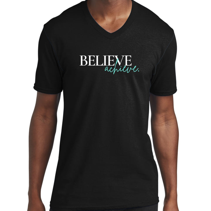 Mens Graphic V-neck T-shirt Believe And Achieve - Unisex | T-Shirts | V-Neck