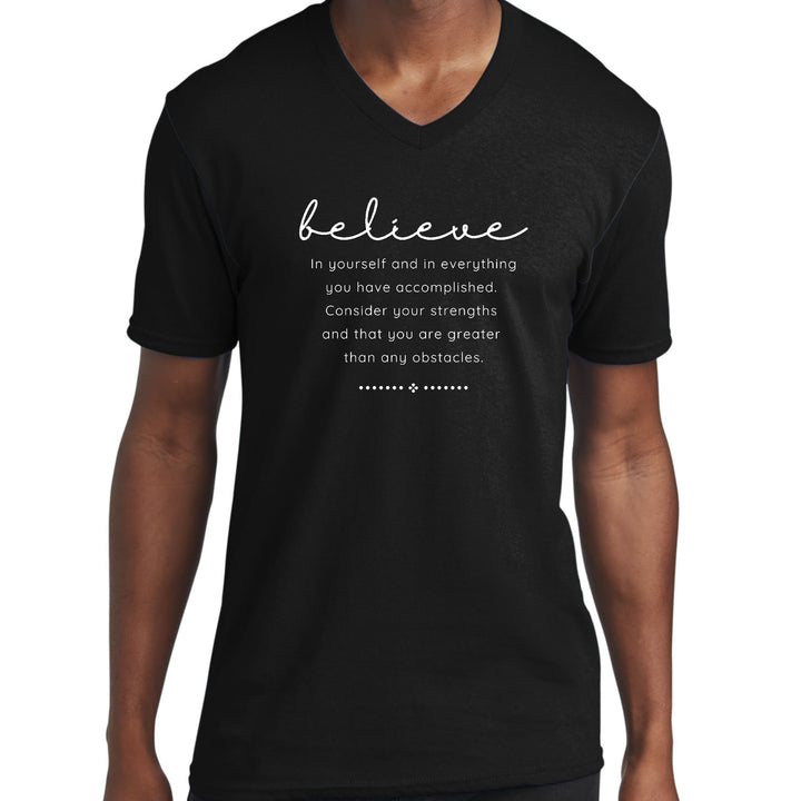 Mens Graphic V-neck T-shirt Believe In Yourself - Unisex | T-Shirts | V-Neck