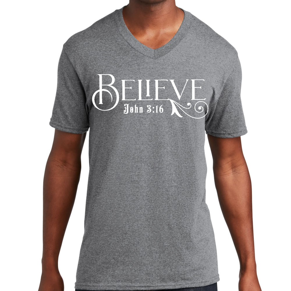 Mens Graphic V-neck T-shirt Believe John 3:16 - Mens | T-Shirts | V-Neck