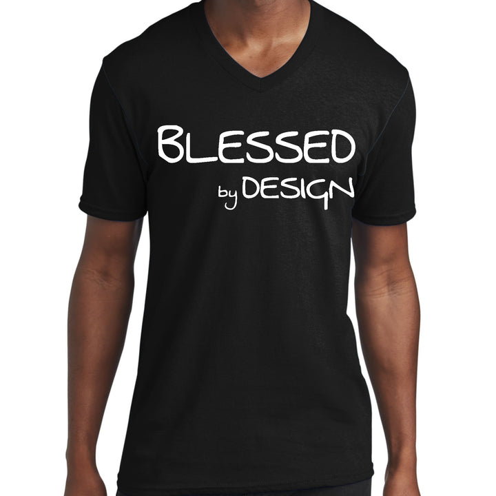 Mens Graphic V-neck T-shirt Blessed by Design - Inspirational - Unisex