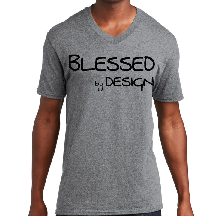 Mens Graphic V-neck T-shirt Blessed by Design - Inspirational - Unisex