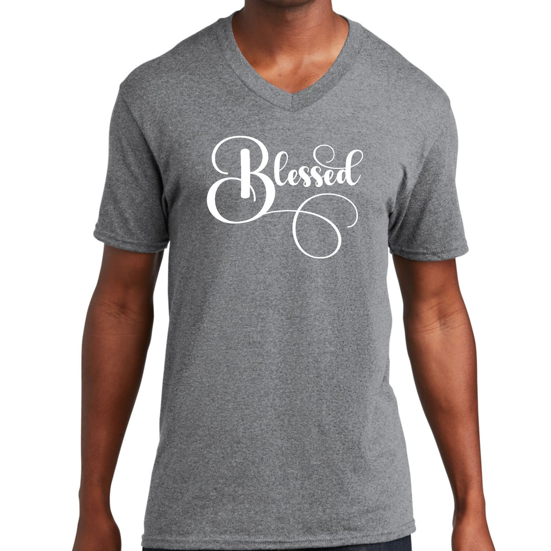 Mens Graphic V-neck T-shirt Blessed Graphic Illustration - Unisex | T-Shirts