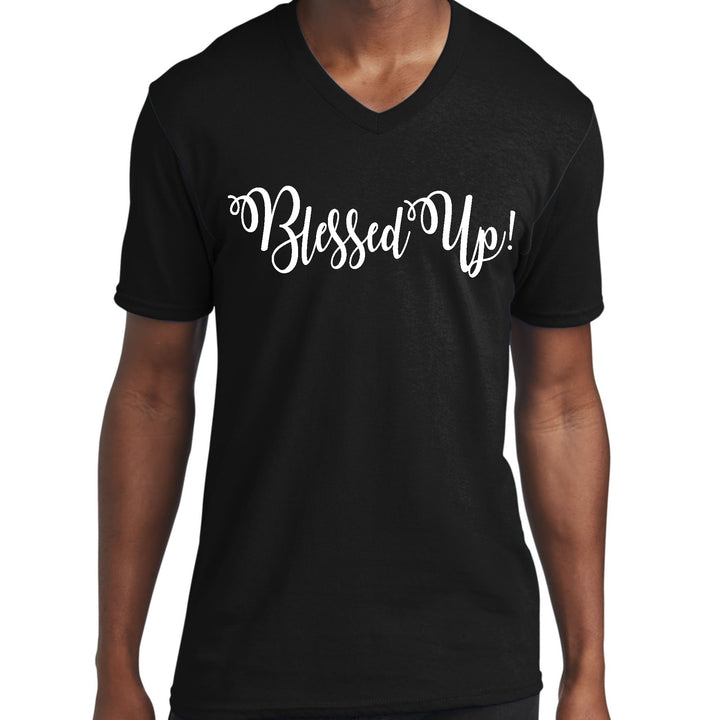 Mens Graphic V-neck T-shirt Blessed Up - Unisex | T-Shirts | V-Neck