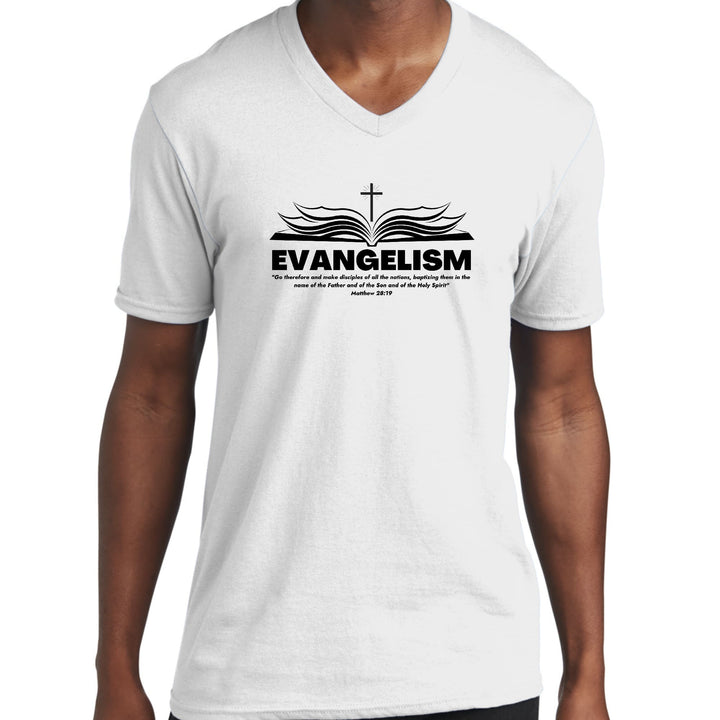Mens Graphic V-neck T-shirt Evangelism - Go Therefore And Make - Unisex
