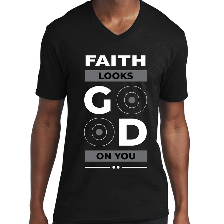 Mens Graphic V-neck T-shirt Faith Looks Good - Unisex | T-Shirts | V-Neck