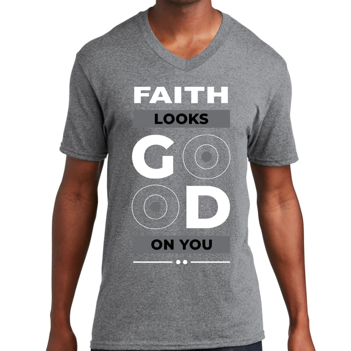 Mens Graphic V-neck T-shirt Faith Looks Good - Unisex | T-Shirts | V-Neck