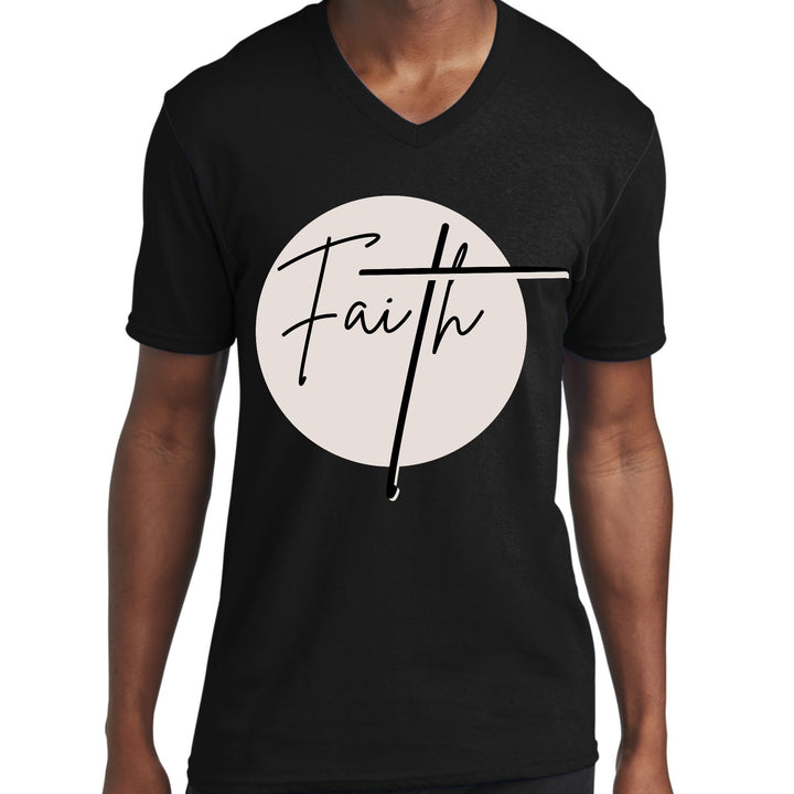 Mens Graphic V-neck T-shirt Faith Print - Unisex | T-Shirts | V-Neck