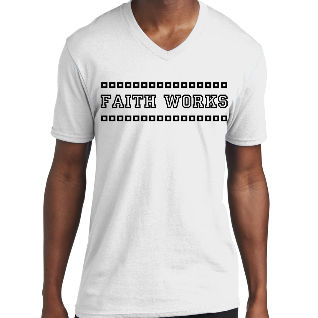 Mens Graphic V-neck T-shirt Faith Works - Unisex | T-Shirts | V-Neck