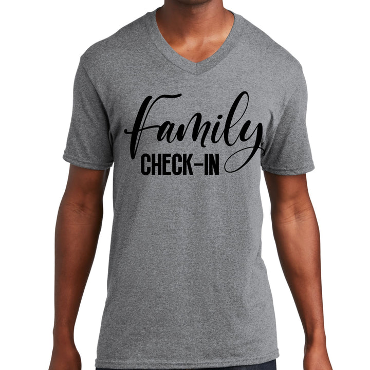 Mens Graphic V-neck T-shirt Family Check-in Illustration - Unisex | T-Shirts