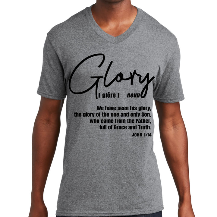 Mens Graphic V-neck T-shirt Glory - Christian Inspiration Black - Mens