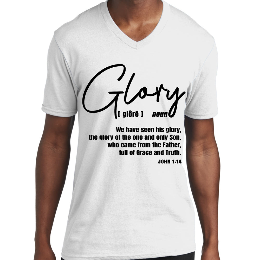 Mens Graphic V-neck T-shirt Glory - Christian Inspiration Black - Mens