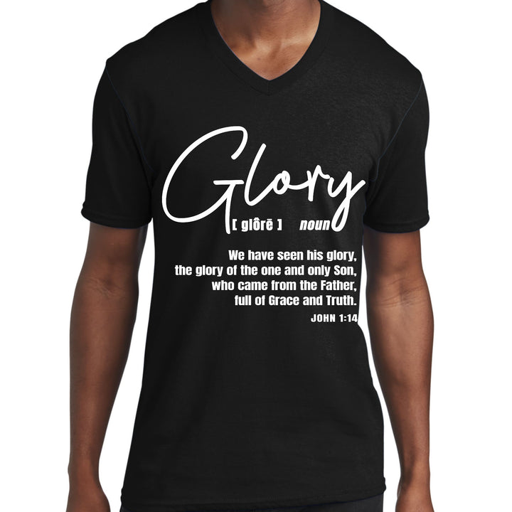 Mens Graphic V-neck T-shirt Glory - Christian Inspiration - Mens | T-Shirts