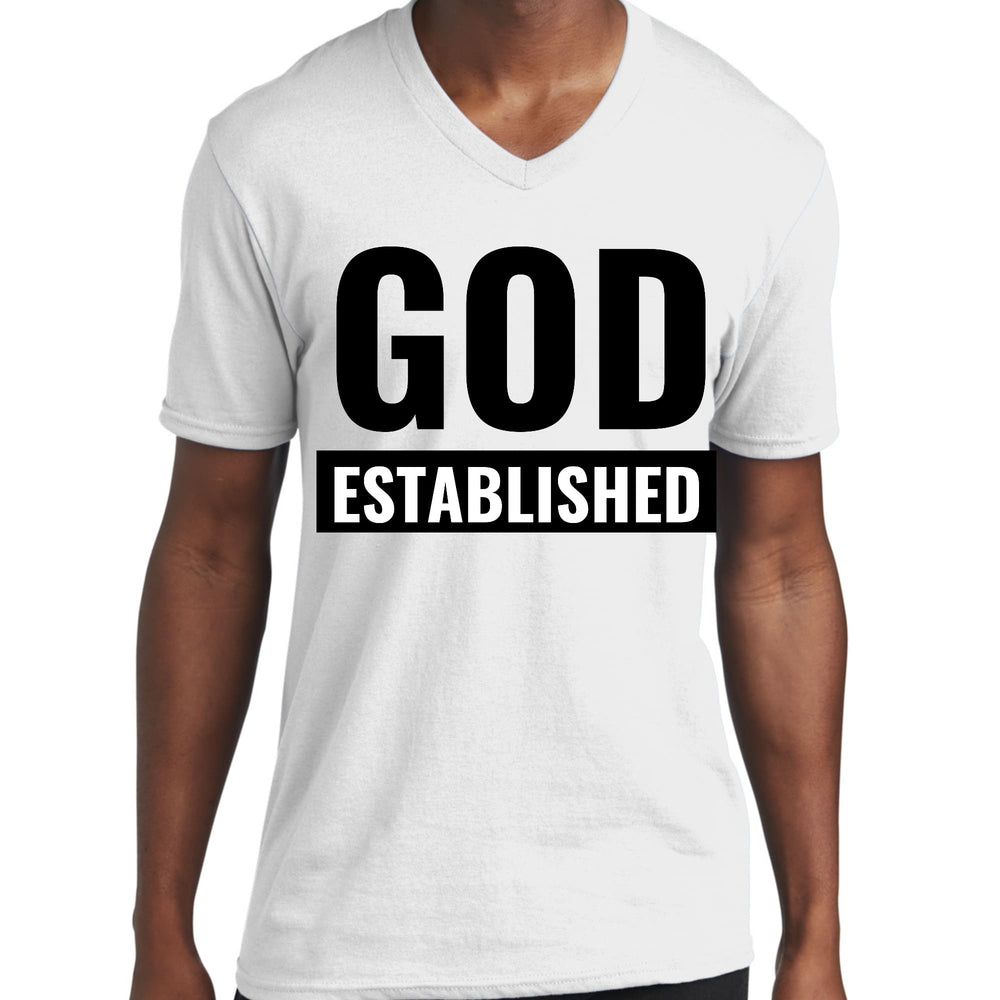 Mens Graphic V-neck T-shirt God Established - Unisex | T-Shirts | V-Neck